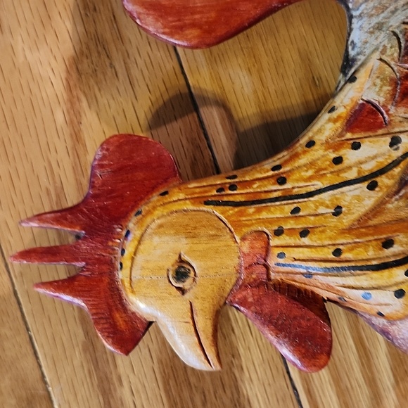 Hand Carved Made In Jamaica Rooster Sculpture - Picture 14 of 16